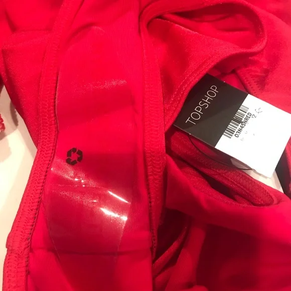 1 Left! TOPSHOP red zebra stripe crossback swimsuit - Picture 7 of 8